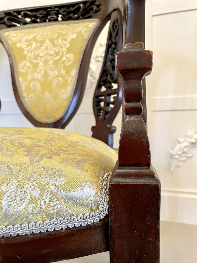 Unusual Antique Victoria Carved Mahogany Armchair - Image 6